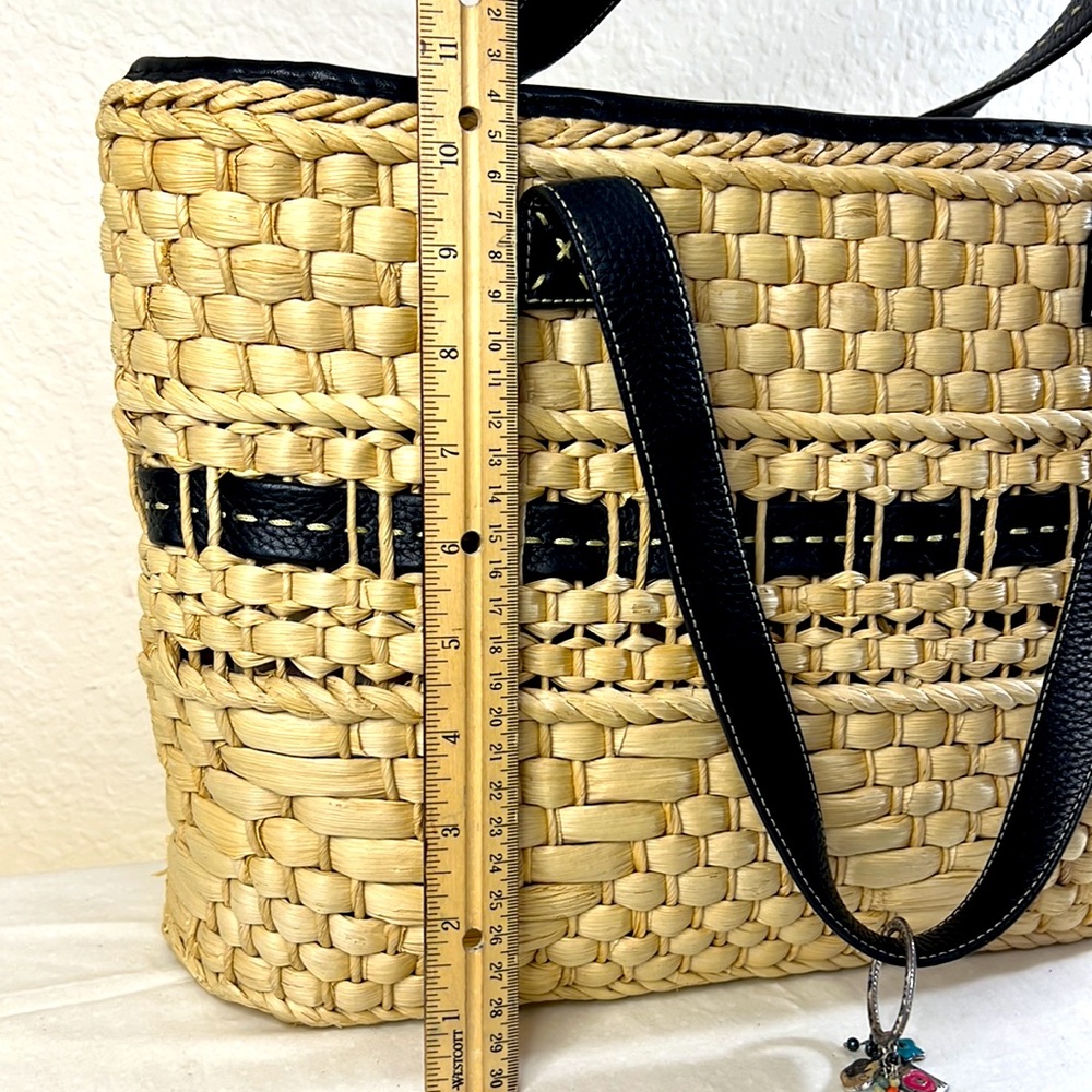 Brighton Natural Straw Tote with Black Leather Trim - Picture 4 of 16